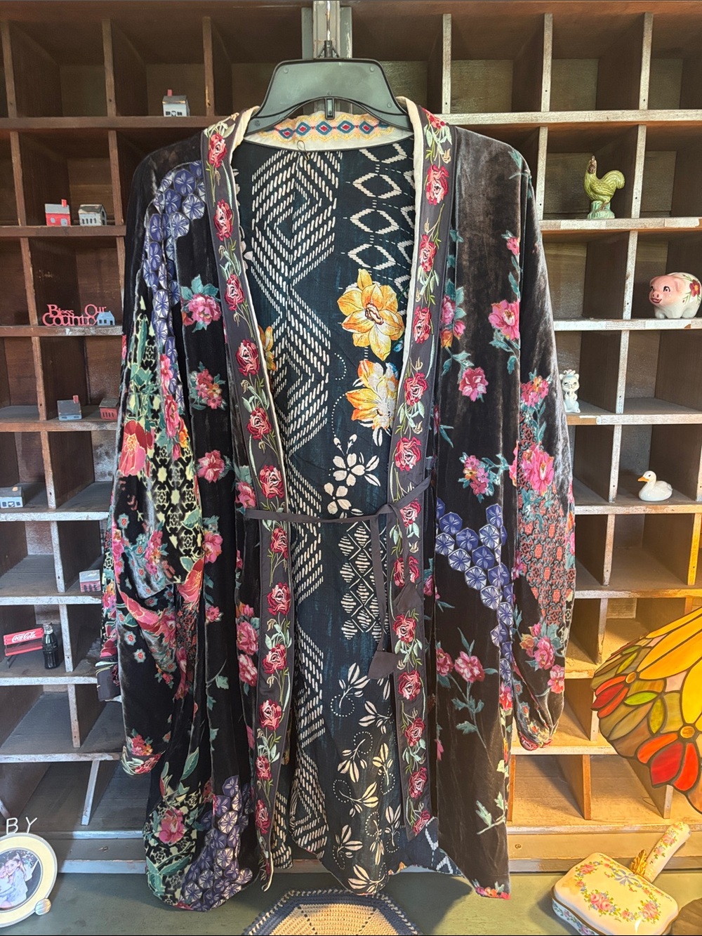 Johnny Was  Floral Velvet Open kimono